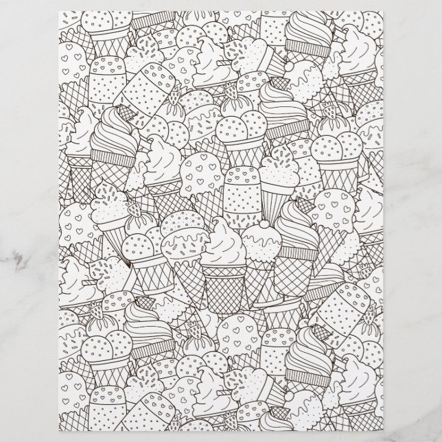 Colouring Page Desserts Galore Scrapbook Paper (Front)