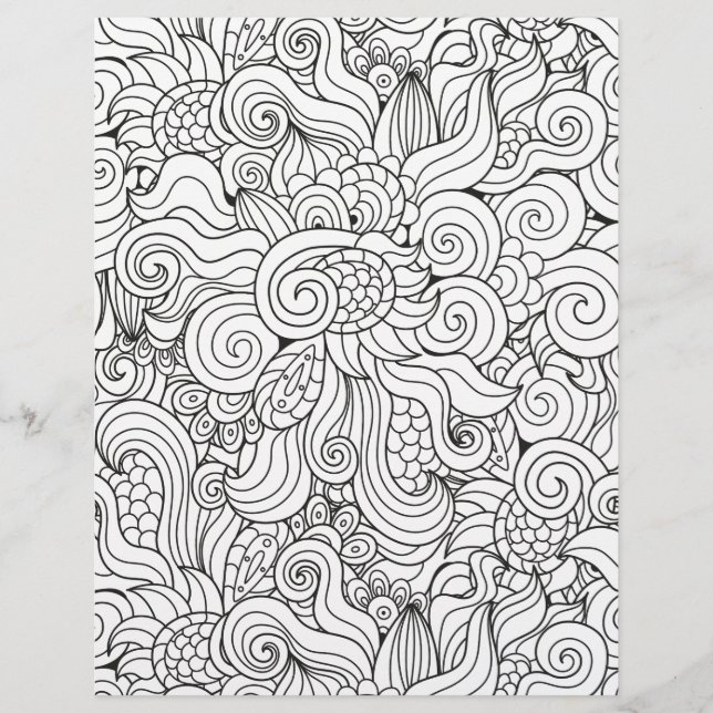Colouring Page Flower Explosion Scrapbook Paper (Front)