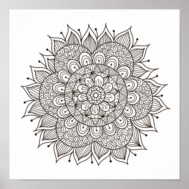Colouring Page Garden Path Mandala Poster (Front)