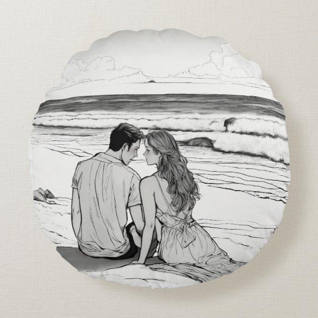 colouring page in black and white round pillow (Front)