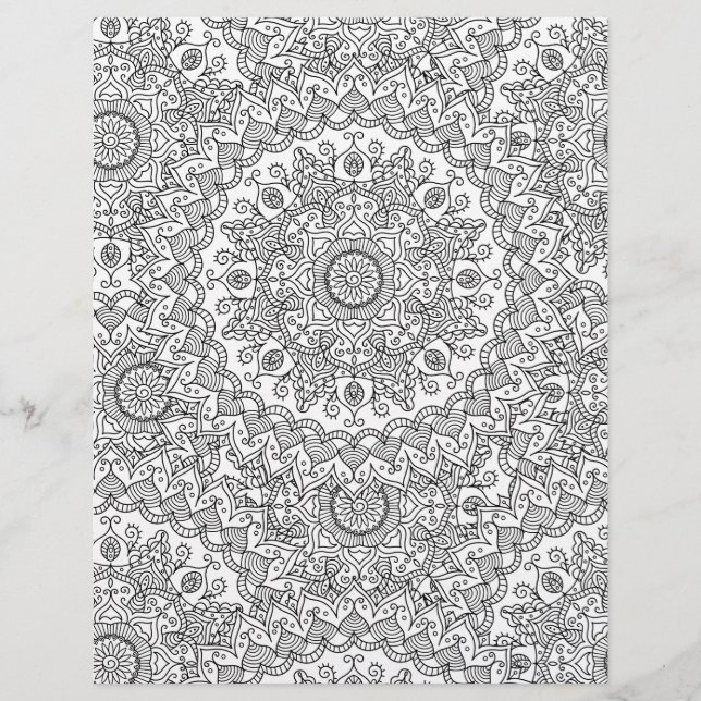 Colouring Page Kaleidoscope Scrapbook Paper (Front)