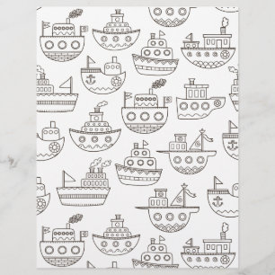 Colouring Page Parade of Boats Scrapbook Paper