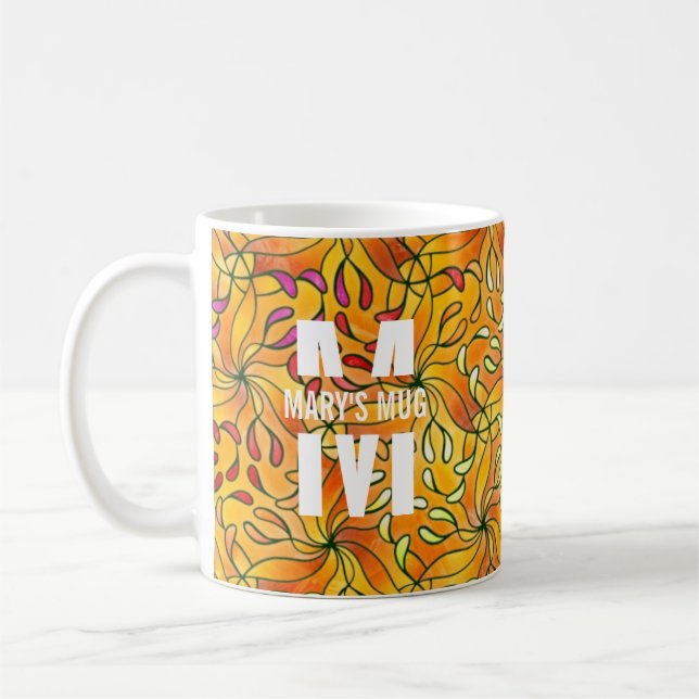 Colouring Page Personalised White Monogram & Quote Coffee Mug (Left)