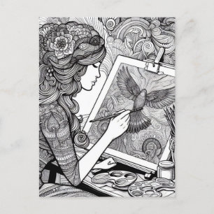 Colouring Pages Gift Wrap for Colouring Book Gifts Postcard