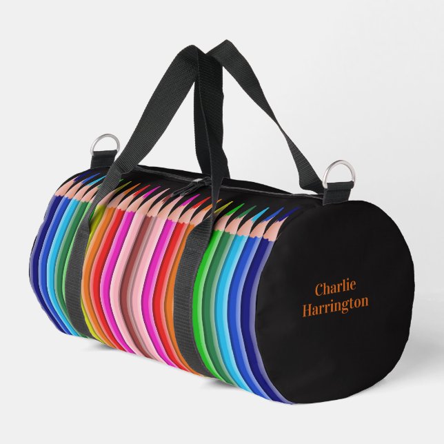 Colouring Pencils custom name Duffle Bag (Left Corner)