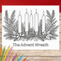 Colouring Picture Colour In Advent Wreath & Candle
