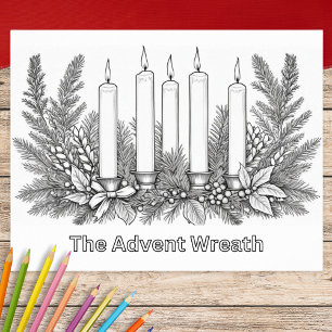 Colouring Picture Colour In Advent Wreath & Candle Poster