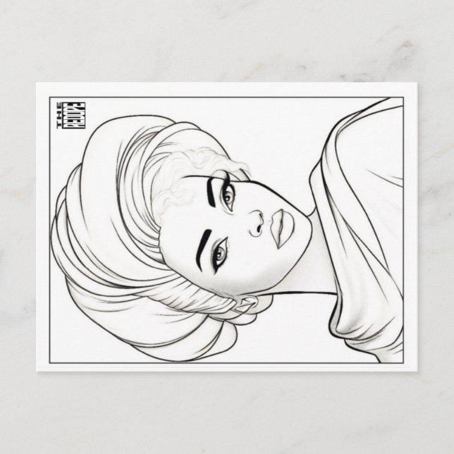 Colouring Post Card | Woman of Cloth (Front)