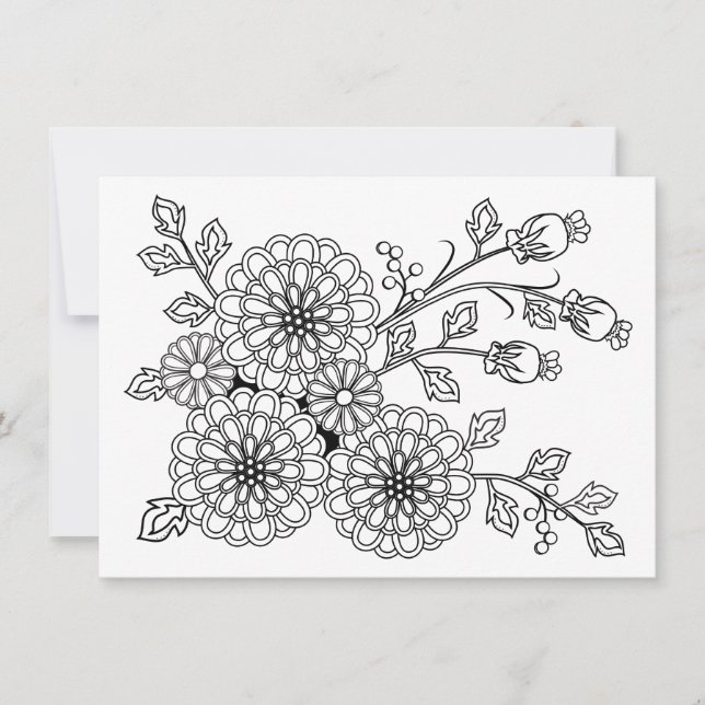 Colouring Postcard Fancy Floral Design (Front)