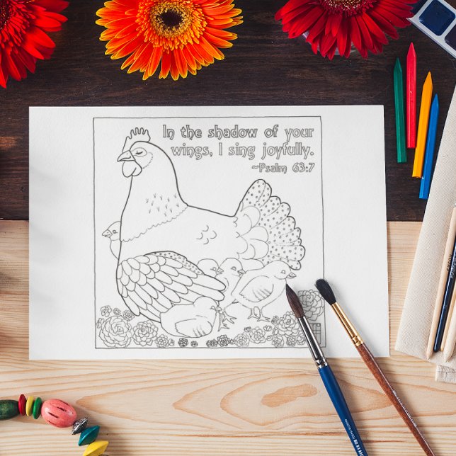 Colouring Postcard Mother Hen (Creator Uploaded)