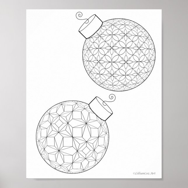 Colouring Poster - holiday ornaments (Front)