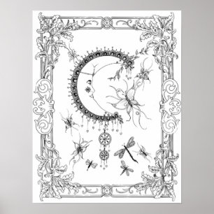 Colouring Poster "MrsDee's Fly Me To The Moon Art"