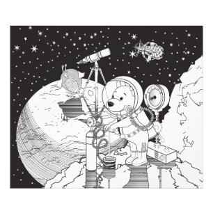 Colouring space with an astronaut puppy photo print