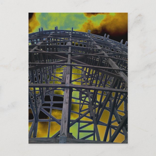 Colourized Evil Wooden Coaster Postcard (Front)