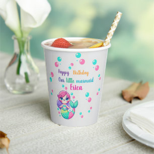 Colourized Mermaid Theme Paper Cups for