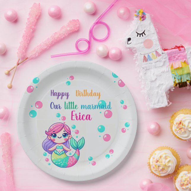 Colourized Mermaid Theme Paper Plates for Birthday (Party)