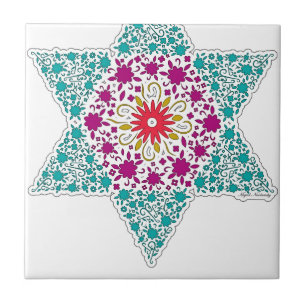 Colourized Star of David Seal design in Jerusalem Tile