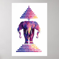 Colourized Three Headed Elephant Art