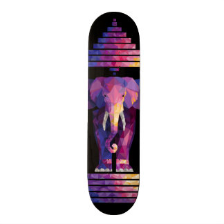 Colourized Three Headed Elephant Art Skateboard