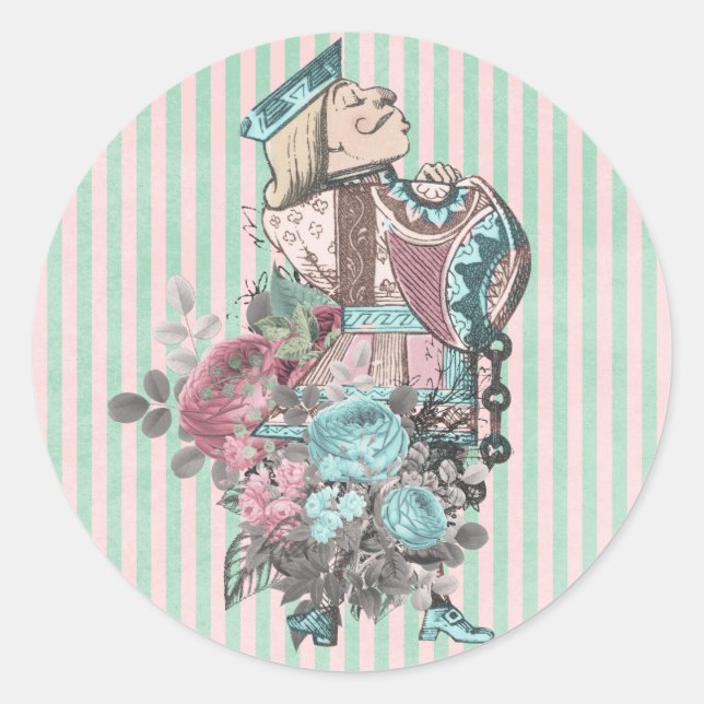 Colourized Vintage Wonderland Knave Classic Round Sticker (Front)
