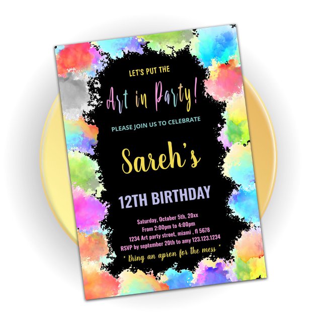 Colours Art in Party Paint Birthday Invitations (Creator Uploaded)