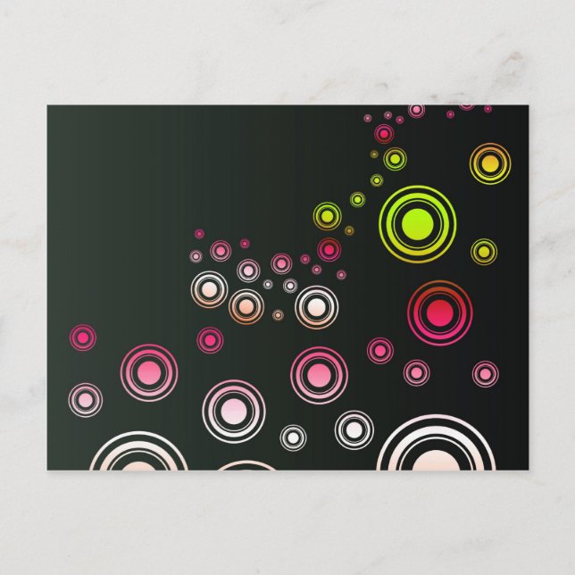 Colours Circle, Wall, Shapes Round, Art Style Dark Postcard (Front)
