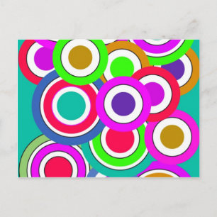 Colours Circle, Wall, Shapes Round, Art Style Dark Postcard