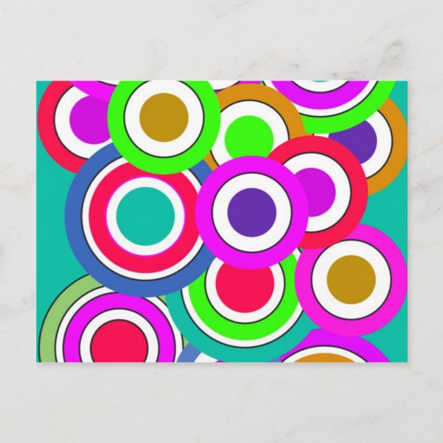 Colours Circle, Wall, Shapes Round, Art Style Dark Postcard (Front)