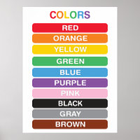Colours Classroom Early Learning Poster