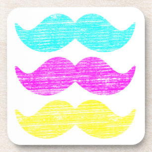 Colours CMY Moustaches (letterpress style) Coaster