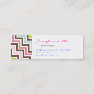 Colours Diagonal Zigzag Chevron Pattern Mini Business Card