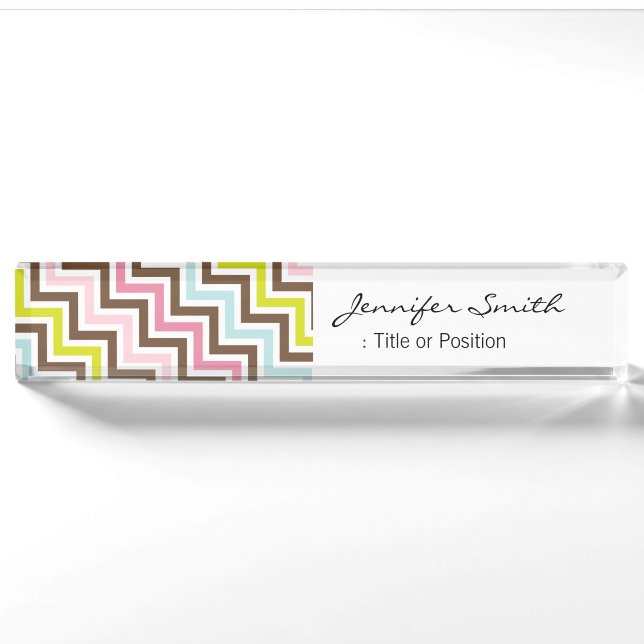 Colours Diagonal Zigzag Chevron Pattern Nameplate (Front)