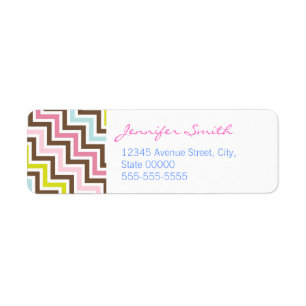 Colours Diagonal Zigzag Chevron Pattern Return Address Label