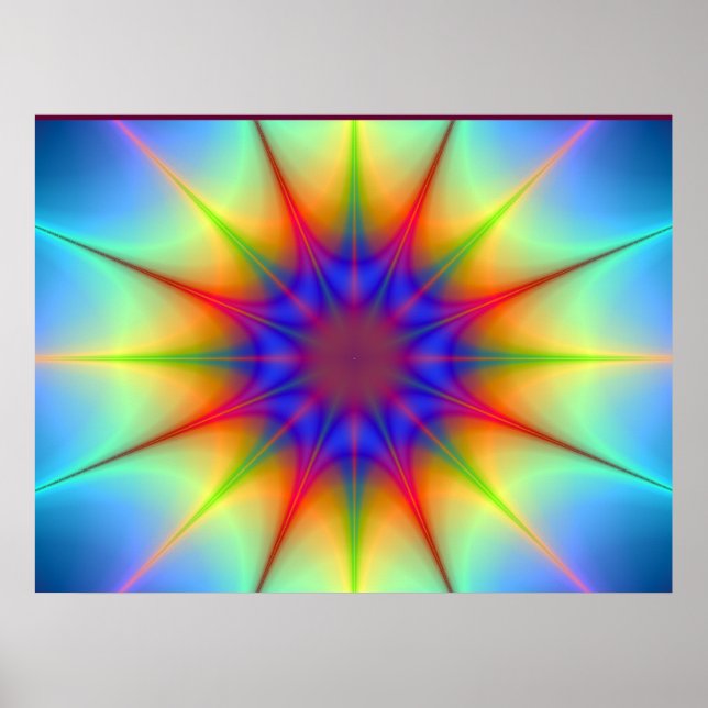 Colours In The Shape Of An Atom In Space Poster (Front)