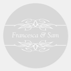 Colours Invitations Light Grey Classic Round Sticker