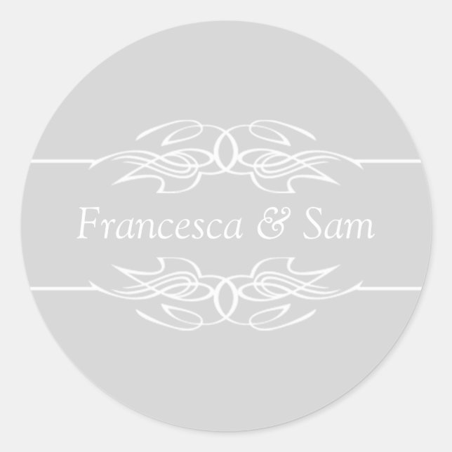 Colours Invitations Light Grey Classic Round Sticker (Front)