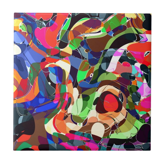 Colours mashup ceramic tile (Front)