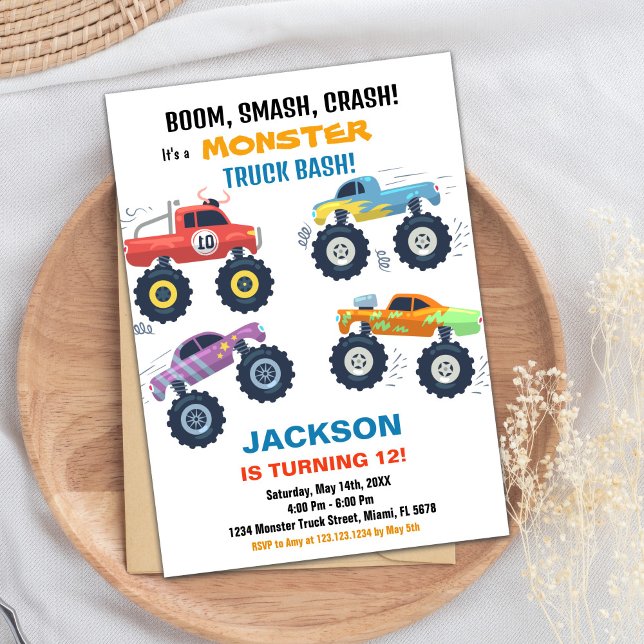 Colours Monster Truck Birthday Invitations (Colours Monster Truck Birthday Invitations)