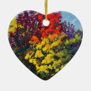 Colours of Autumn in Reds Purples Oranges Yellows Ceramic Ornament