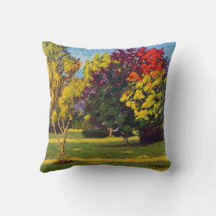 Colours of Autumn in Reds Purples Oranges Yellows Cushion