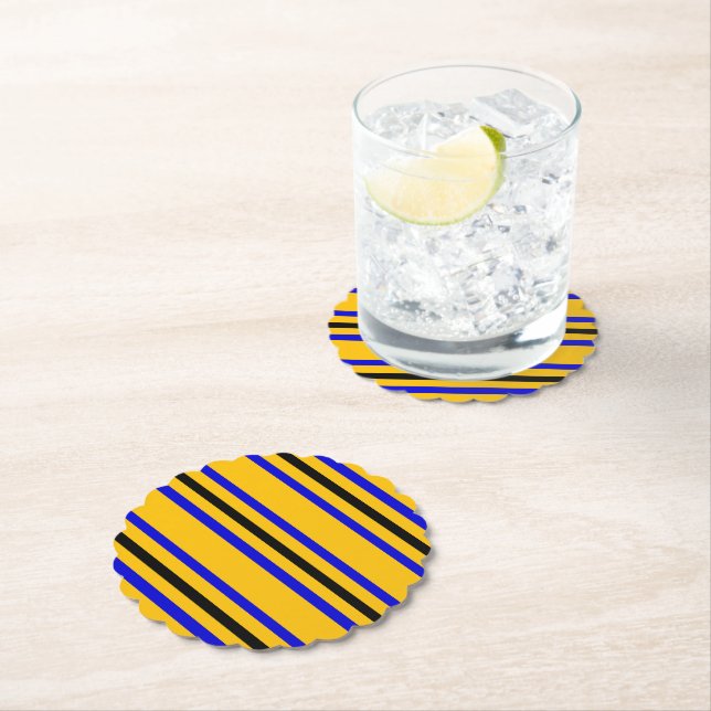 Colours of Barbados Flag Paper Coaster (Insitu)