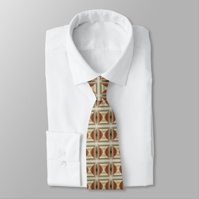 Colours Of Brown, Green And Tan Striped Pattern Ar Tie (Tied)