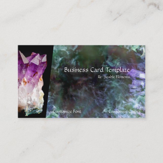 Colours of Healing Stones Amethyst Business Card (Front)