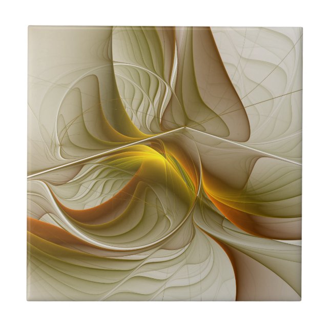 Colours of Precious Metals, Abstract Fractal Art Ceramic Tile (Front)