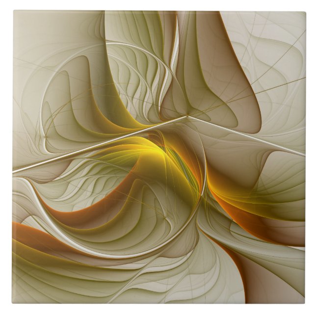 Colours of Precious Metals, Abstract Fractal Art Ceramic Tile (Front)