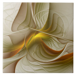 Colours of Precious Metals, Abstract Fractal Art Ceramic Tile