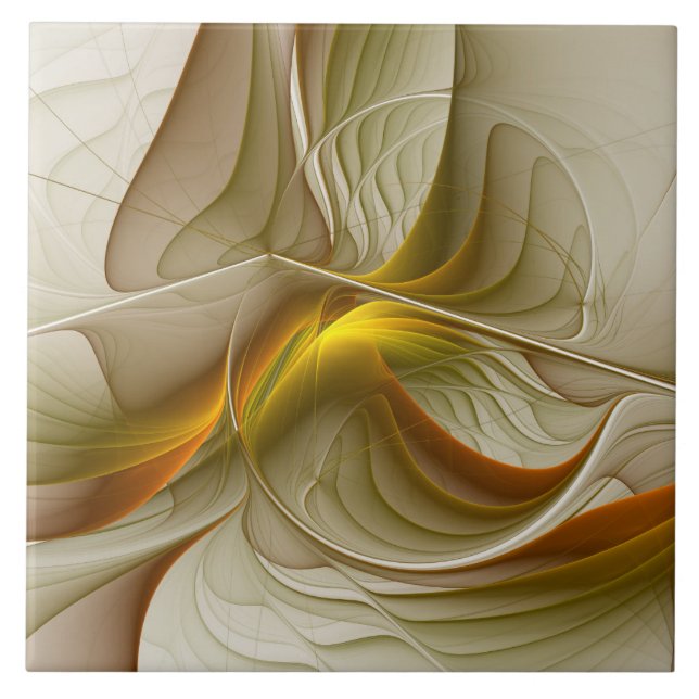 Colours of Precious Metals, Abstract Fractal Art Ceramic Tile (Front)