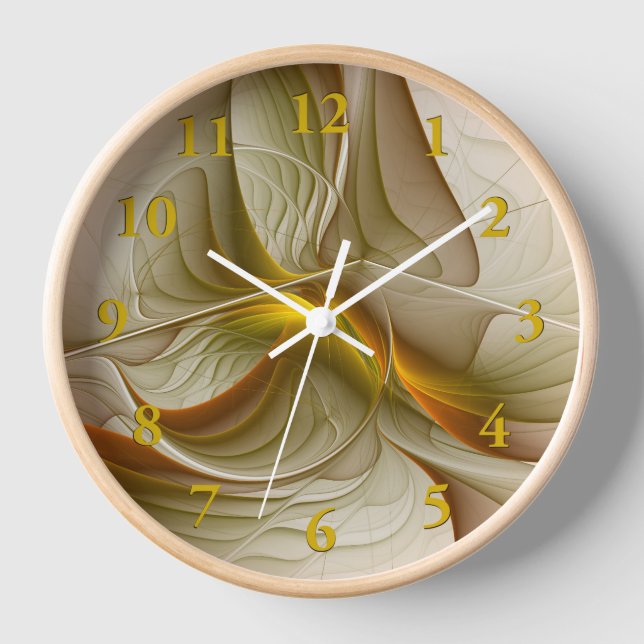 Colours of Precious Metals, Abstract Fractal Art Clock (Front)