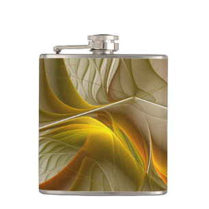 Colours of Precious Metals, Abstract Fractal Art Hip Flask