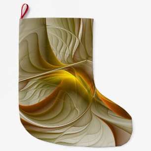 Colours of Precious Metals, Abstract Fractal Art Large Christmas Stocking